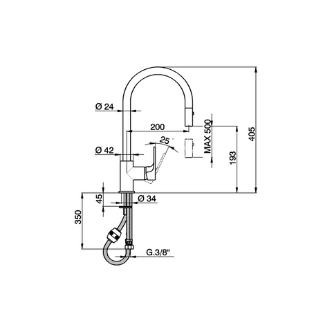 Cisal - Alma - Single Lever Sink Mixer with Shower