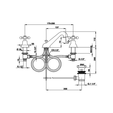 Cisal - Arcana - 3 Hole Duplex Basin Mixer