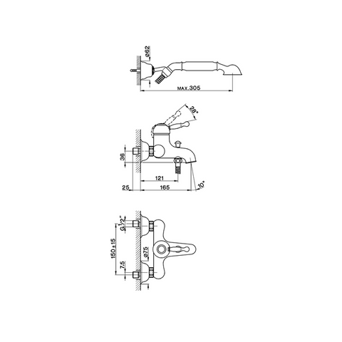 Cisal - Arcana Royal - Single Lever Complete Bath Mixer