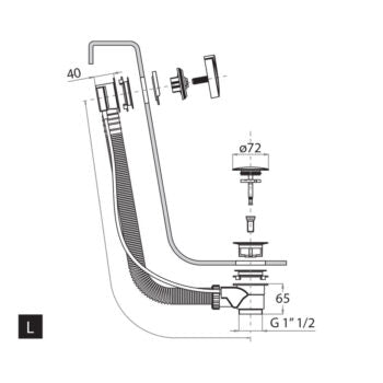 CGS - Hoses - Bath Pop Up Waste in Flexible Overflow Pipe