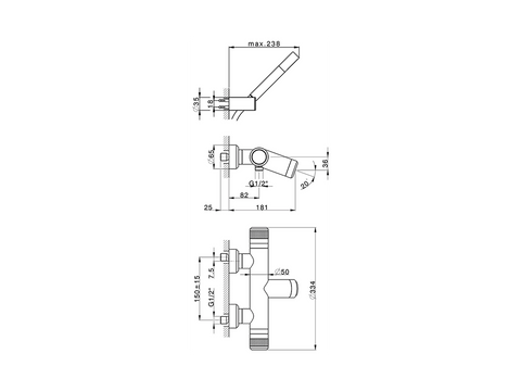 Huber - Chronos - Thermostatic Bath Mixer with Set