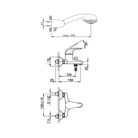 Cisal - Etna - Single Lever Complete Bath Mixer