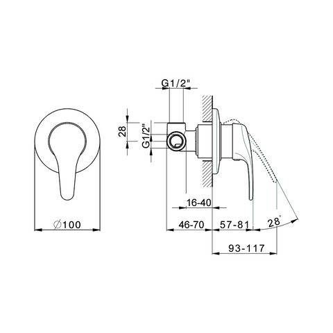 Cisal - Europa - Single Lever Built In Bath Mixer