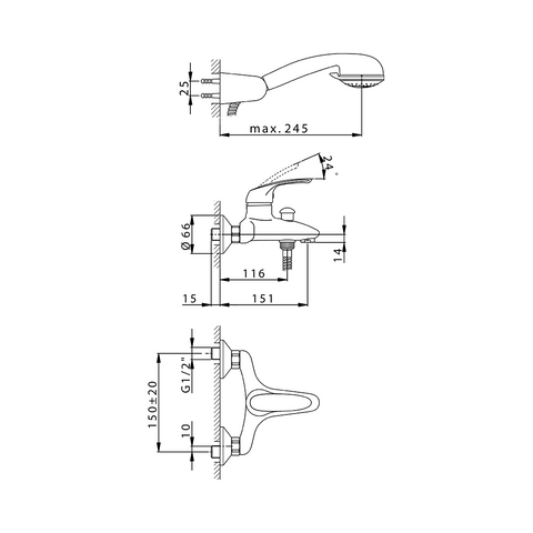 Cisal - Flash - Single Lever Complete Bath Mixer