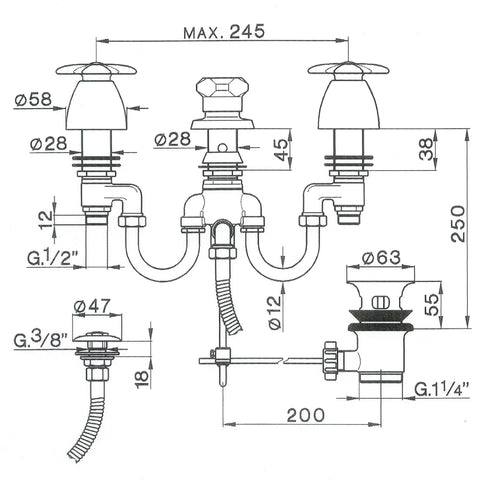 Cisal - Ginvera Ceramica - 3 Hole Duplex Bidet Mixer