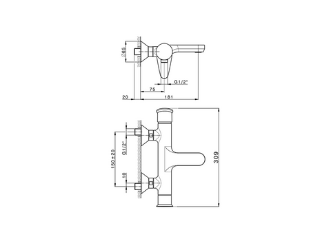 Huber - Harlock - Single Lever Bath Mixer