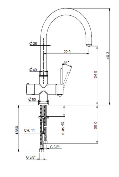 Cisal - Cucina - Single Lever Cooking Sink Mixer