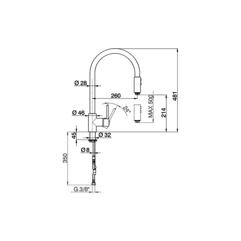 Cisal - Cucina - Single Lever Extractable Sink Mixer