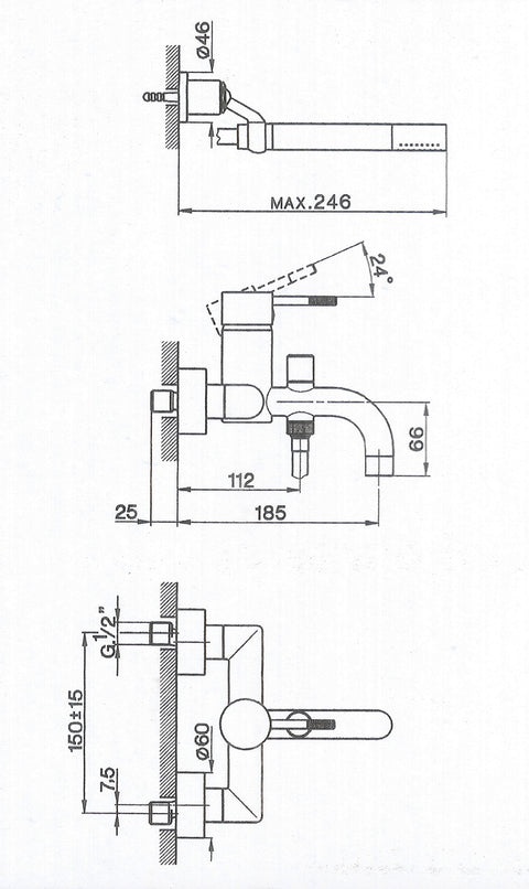 Cisal - Less - Single Lever Complete Bath Mixer