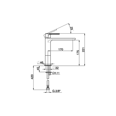 Cisal - Lineaviva - Single Lever Medium Basin Mixer