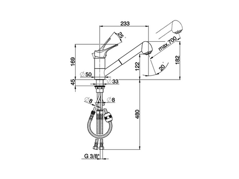 Cisal - Mito 3 - Single Lever Extractable Sink Mixer