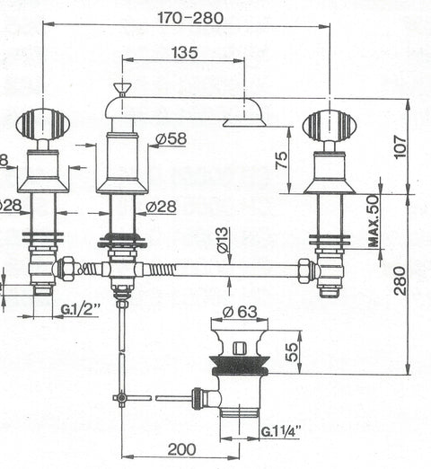 Cisal - Nirvana - 3 Hole Duplex Basin Mixer