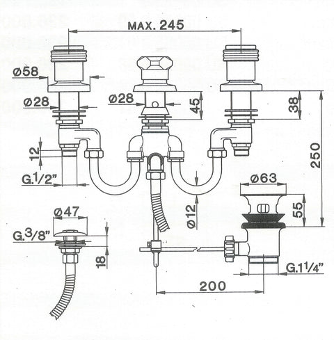 Cisal - Sultano - 3 Hole Duplex Bidet Mixer