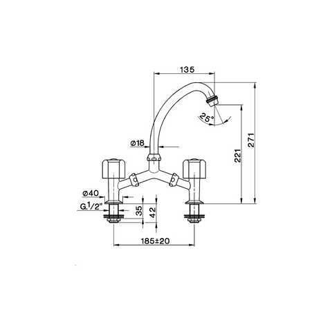 Cisal - TR - 2 Hole Duplex Basin Mixer