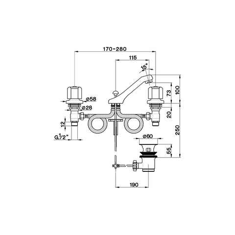 Cisal - TR - 3 Hole Duplex Basin Mixer