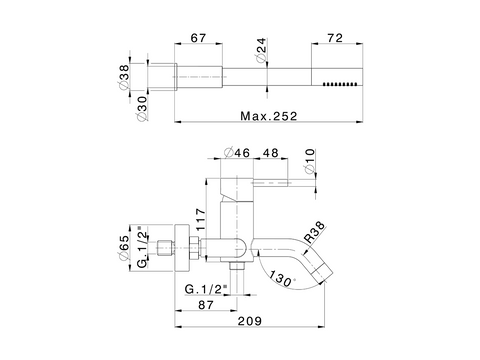 Cisal - Xion - Single Lever Complete Bath Mixer