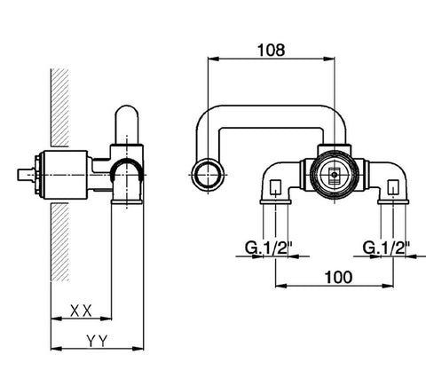 Cisal - Lineaviva - Single Lever Wall Mounted Basin Mixer