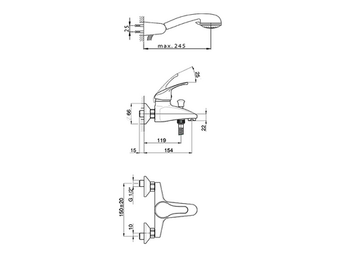 Huber - Baccarat - Single Lever Complete Bath Mixer