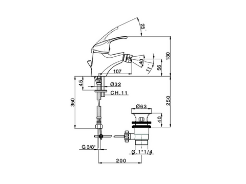 Huber - Baccarat - Single Lever Bidet Mixer