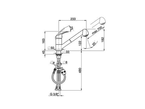 Huber - Baccarat - Single Lever Sink Mixer with Shower